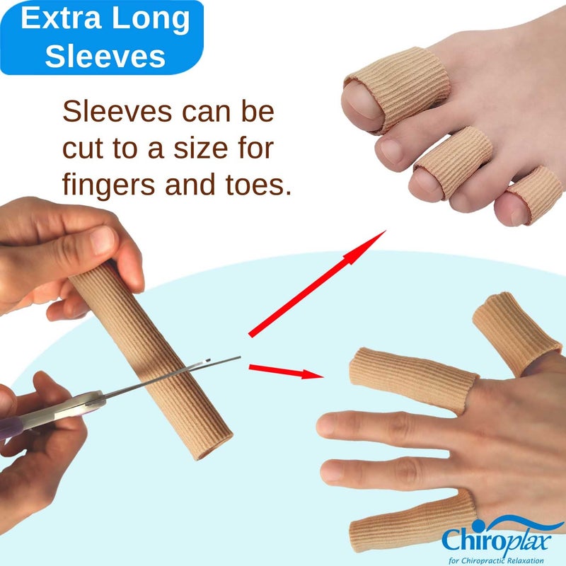 Chiroplax Toe Tubes Sleeves Protectors Cushions Fabric & Gel Lining Separator Tubing Finger  Bunion  Hammer Toe  Callus  Corn  Blister (Combo Pack (1S 3Ms 1L)) - Image 5